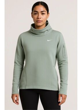 Nike Pro Therma-FIT Sage Grren Long Sleeve Mock Neck Top Size XS